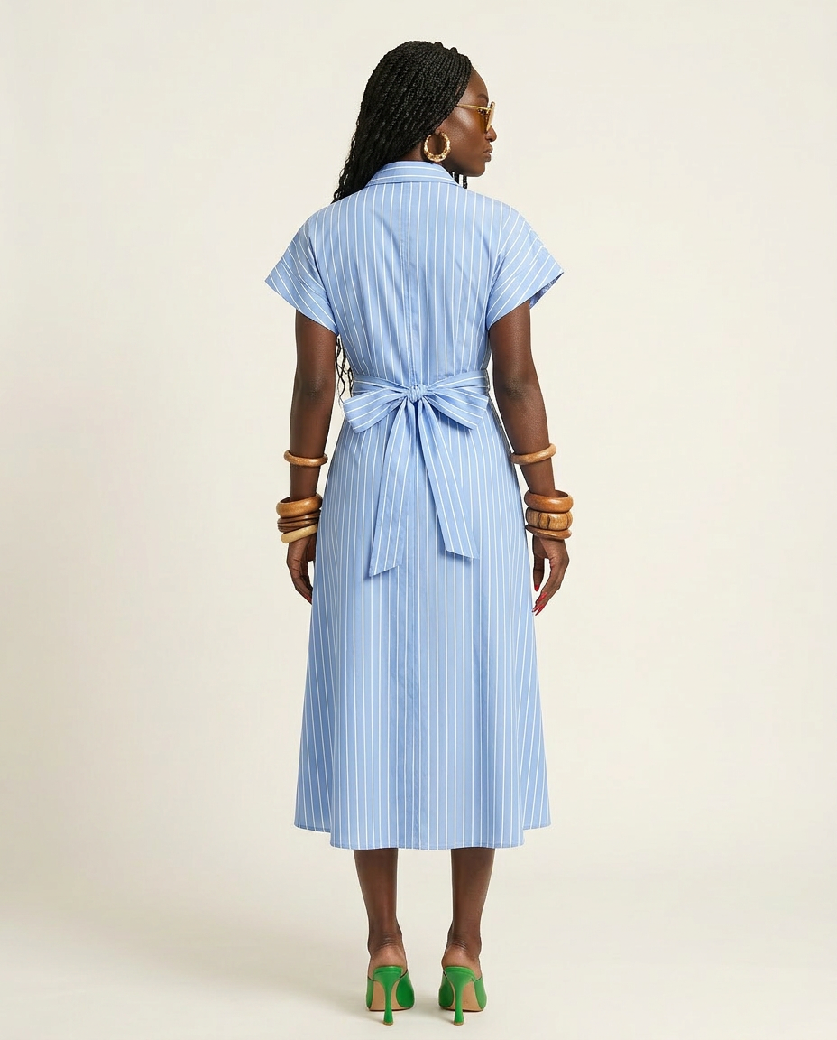 Free Spirit Striped Button Maxi Dress-4