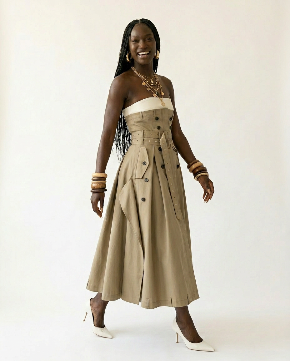 Audacious Strapless Belted Maxi Dress-1