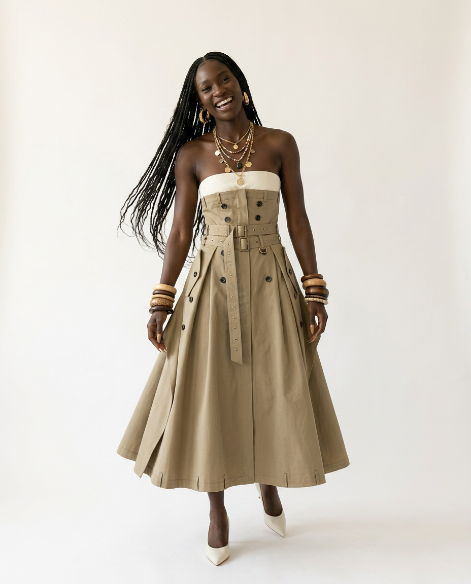 Audacious Strapless Belted Maxi Dress-0