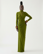 Majestic Draped Long Sleeve Maxi Dress-0