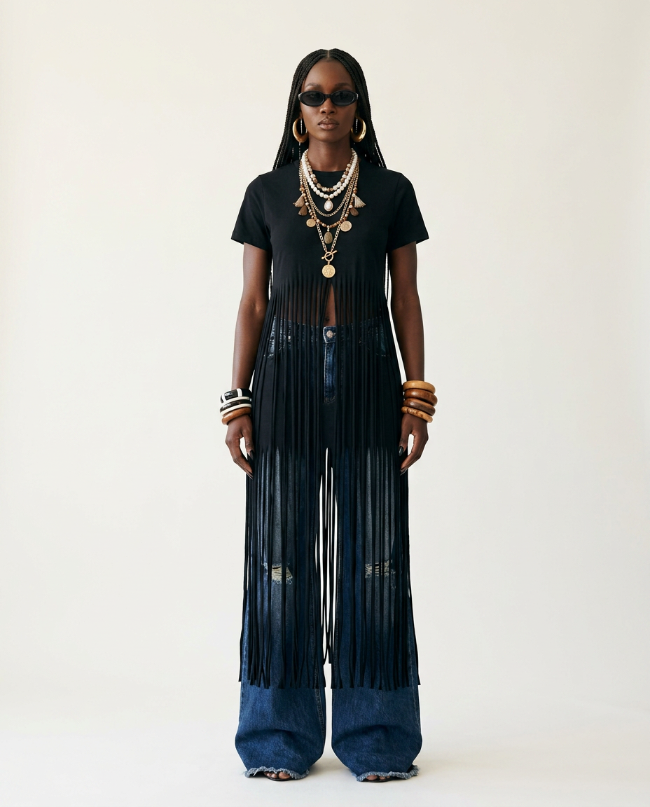 Wild Heart Fringe Cotton T-Shirt-3