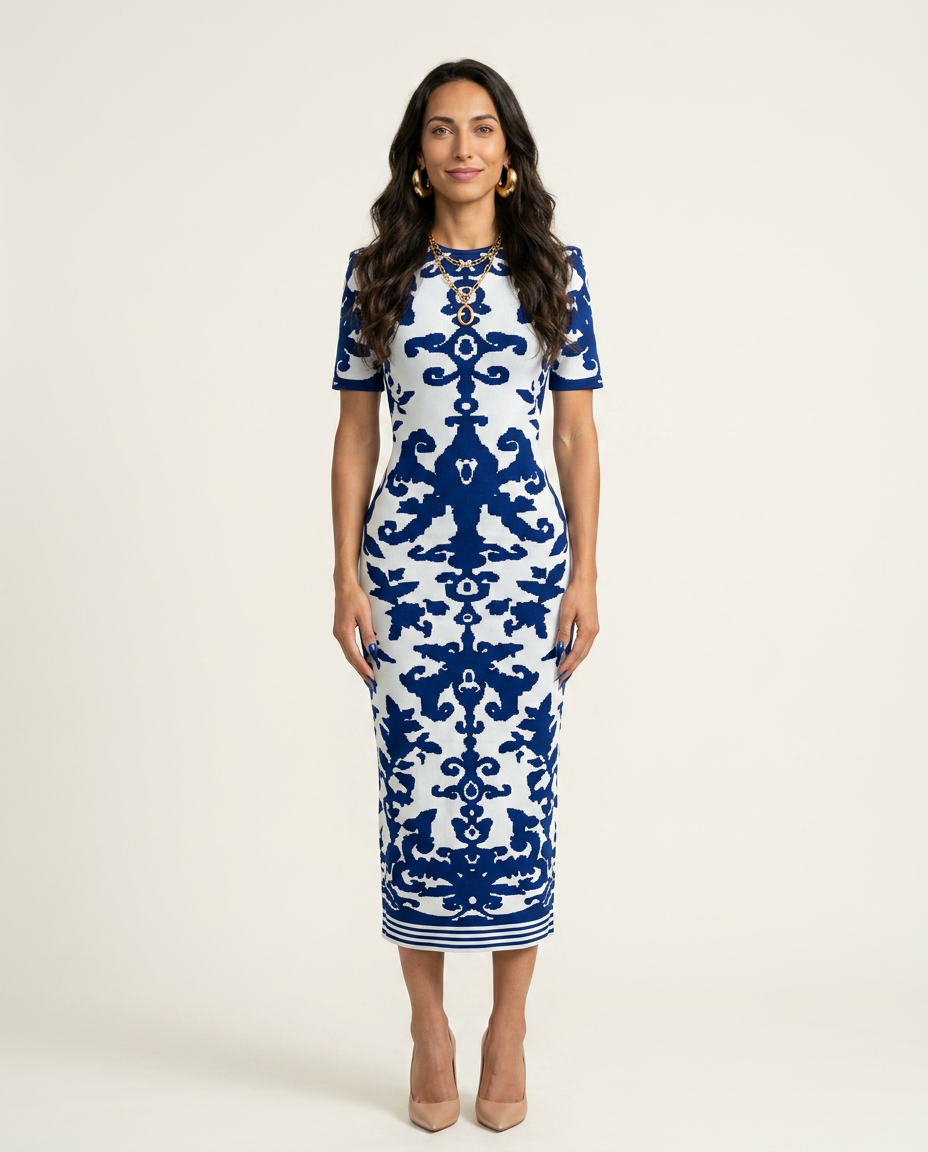 Confident Jacquard Bodycon Maxi Dress-1