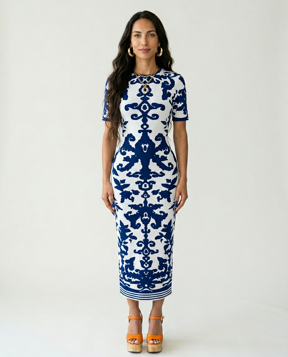 Confident Jacquard Bodycon Maxi Dress-2