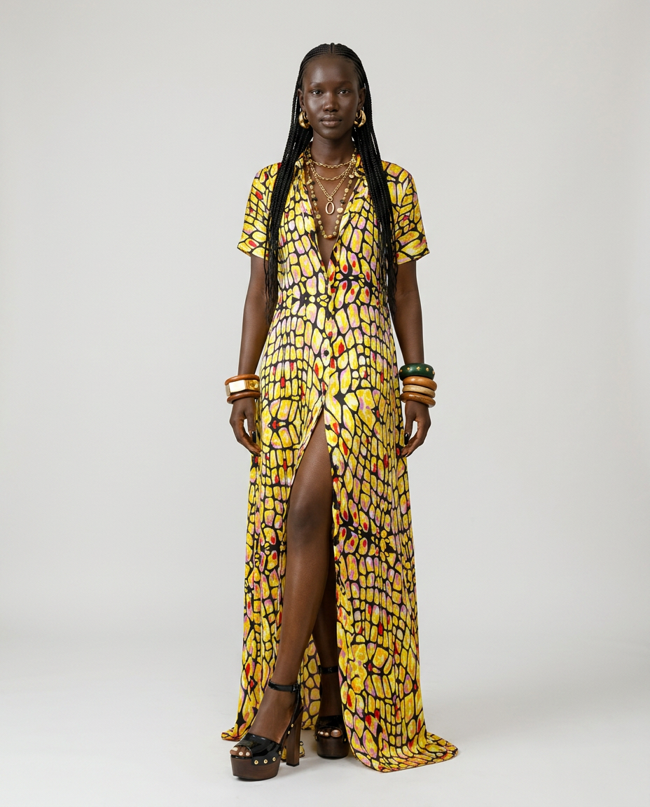 Radiant Silk Ankara Maxi Dress-0