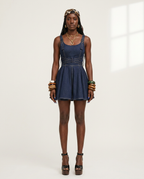 Daring Denim Flared Mini Dress-2