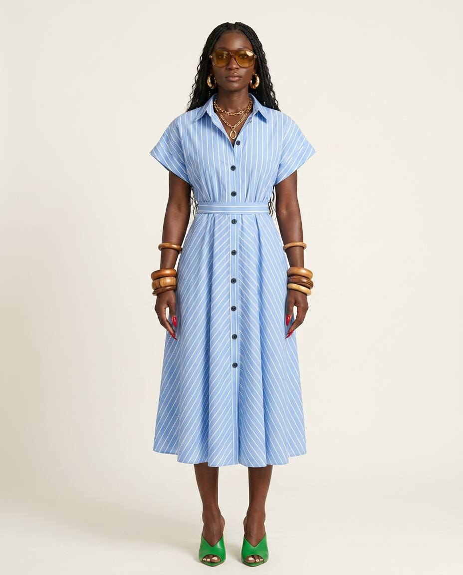 Free Spirit Striped Button Maxi Dress-3