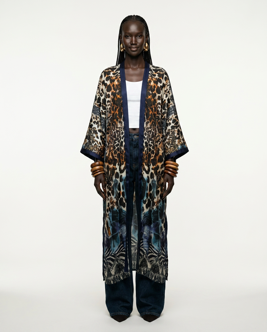 Fierce Leopard Print Boho Kaftan-1