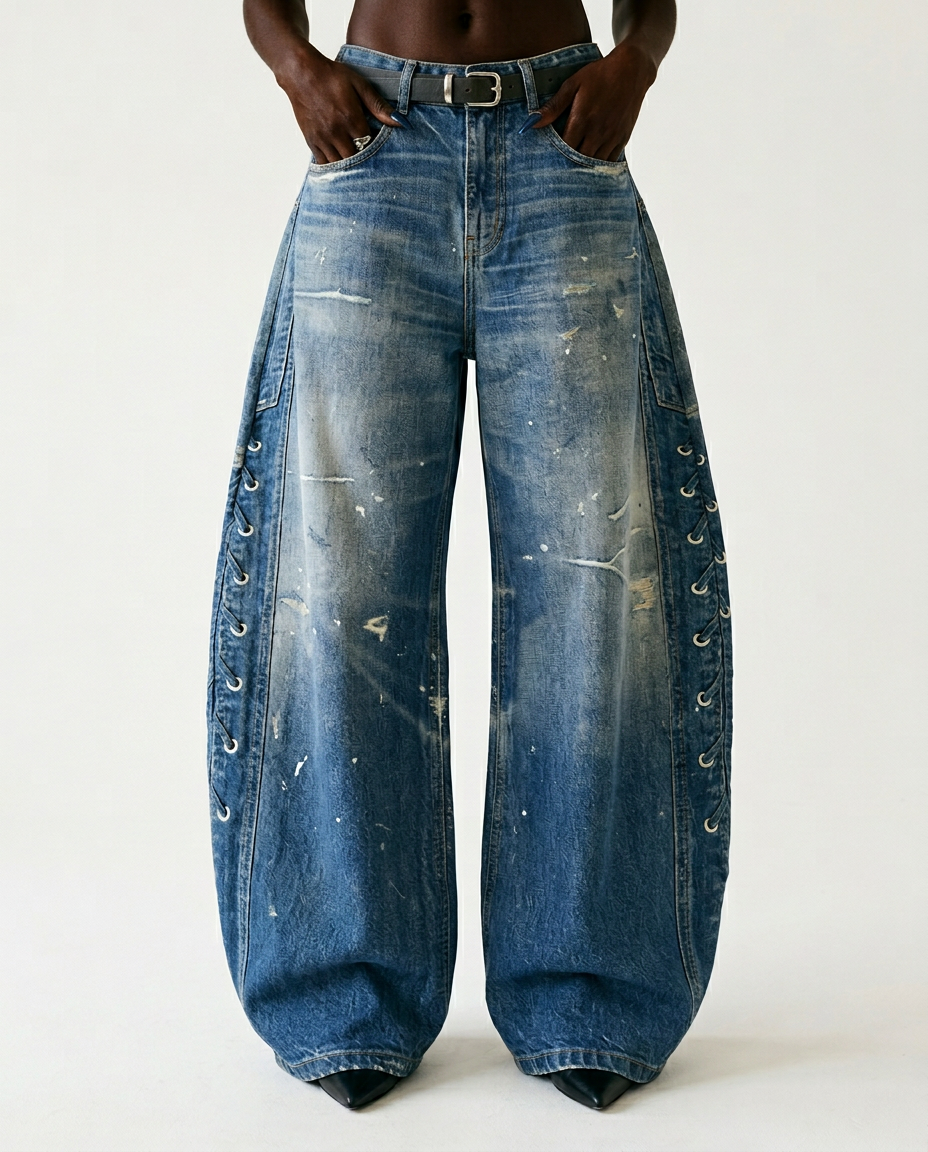 Unstoppable Printed Wide-Leg Jeans-0
