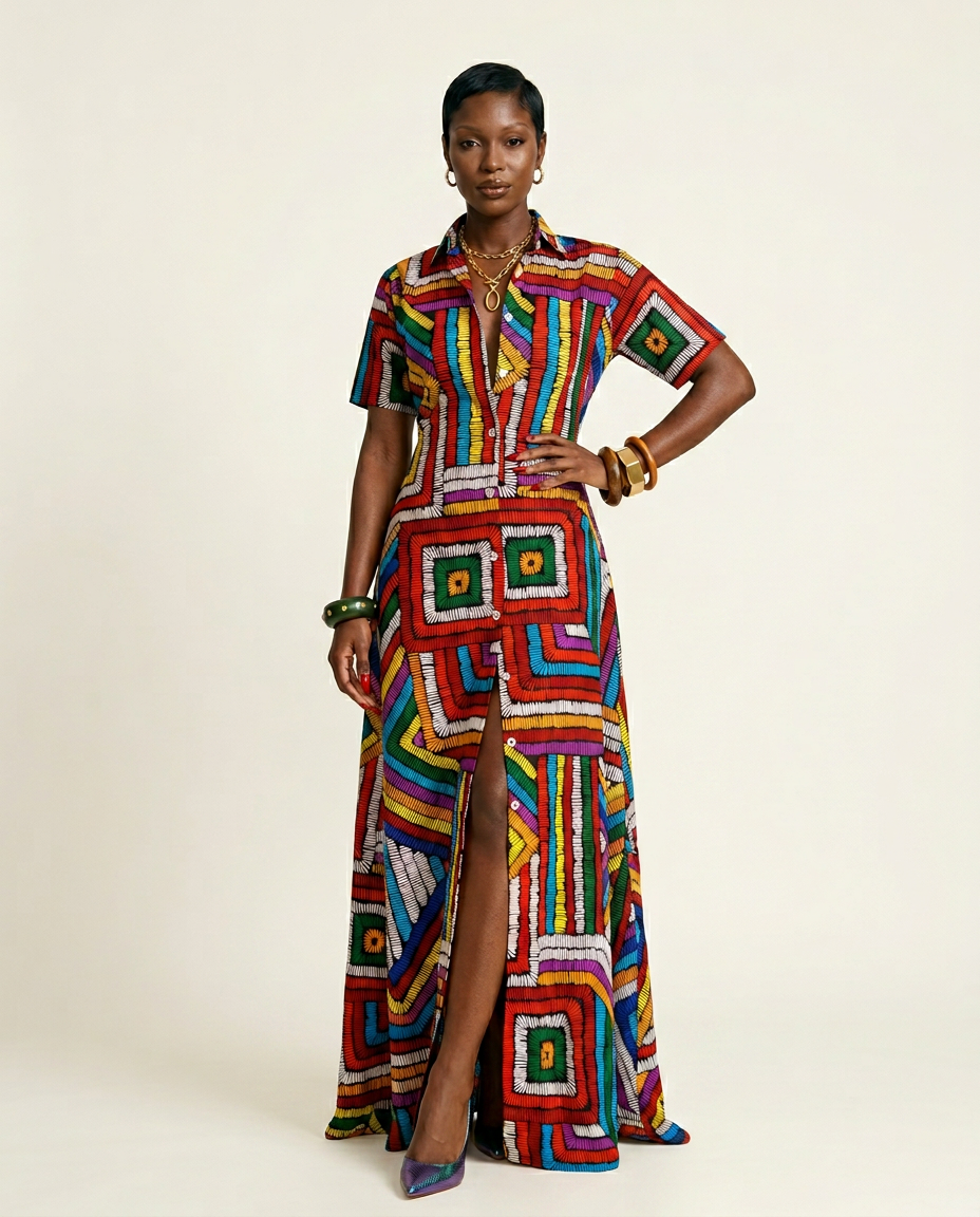 Vibrant African Print Maxi Kaftan