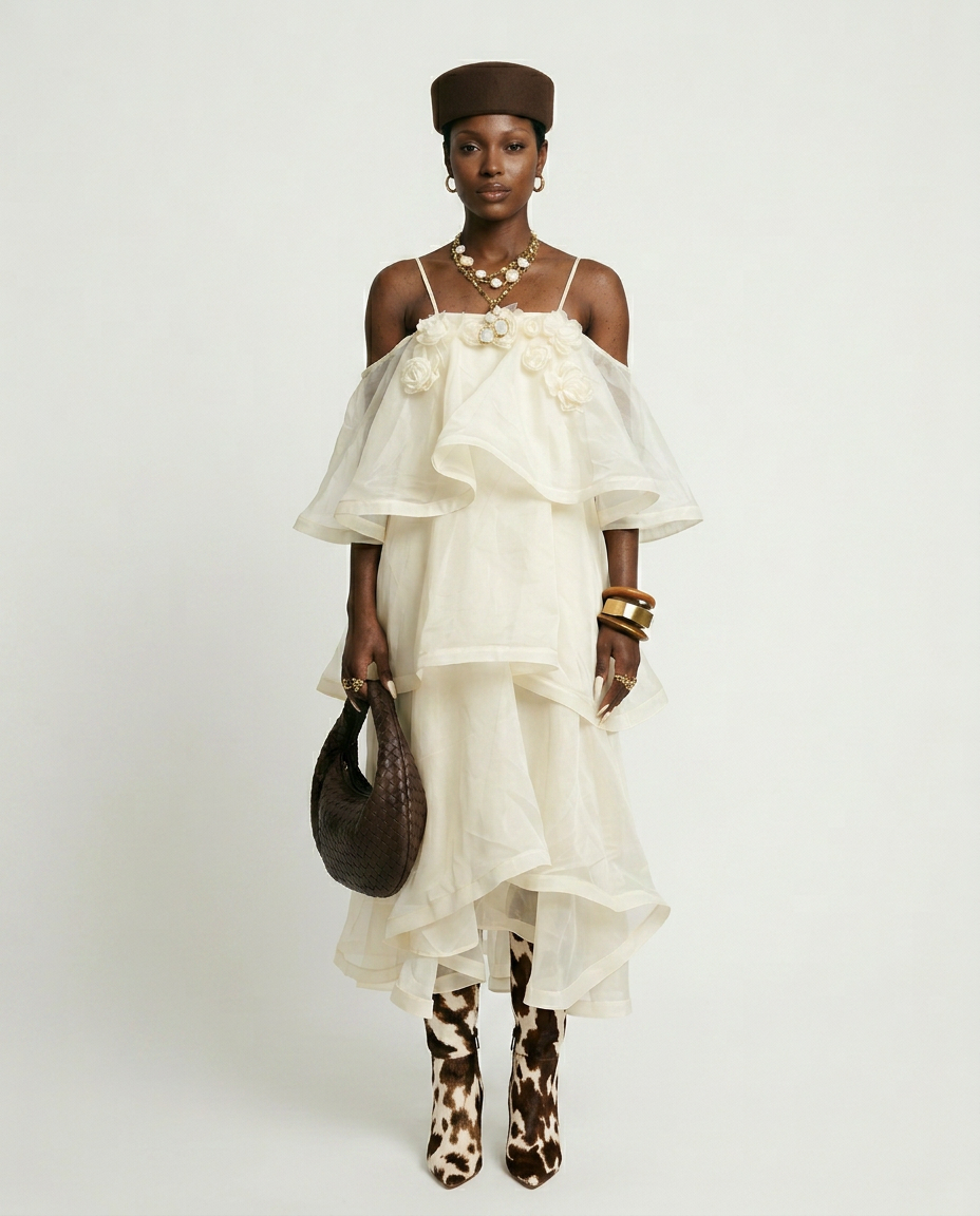 Ethereal Tiered Mesh Maxi Dress