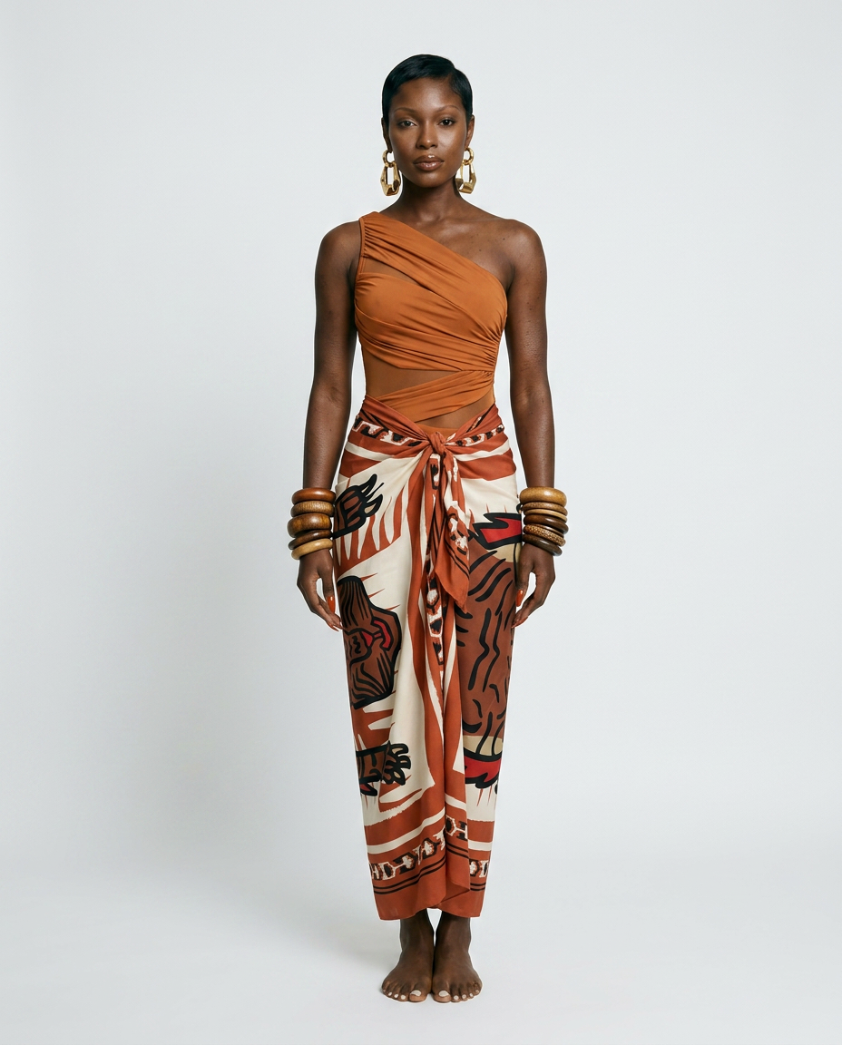 Wanderlust Printed Sarong Swimsuit Set-2