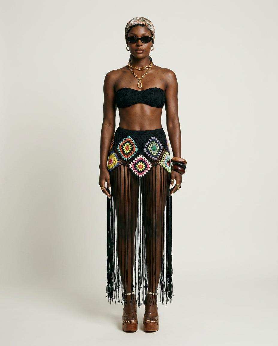 Free Spirit Crochet Fringe Skirt-3