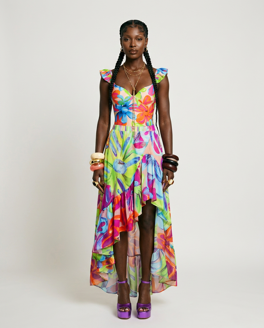 Vibrant Printed Ruffle Bikini Set-2