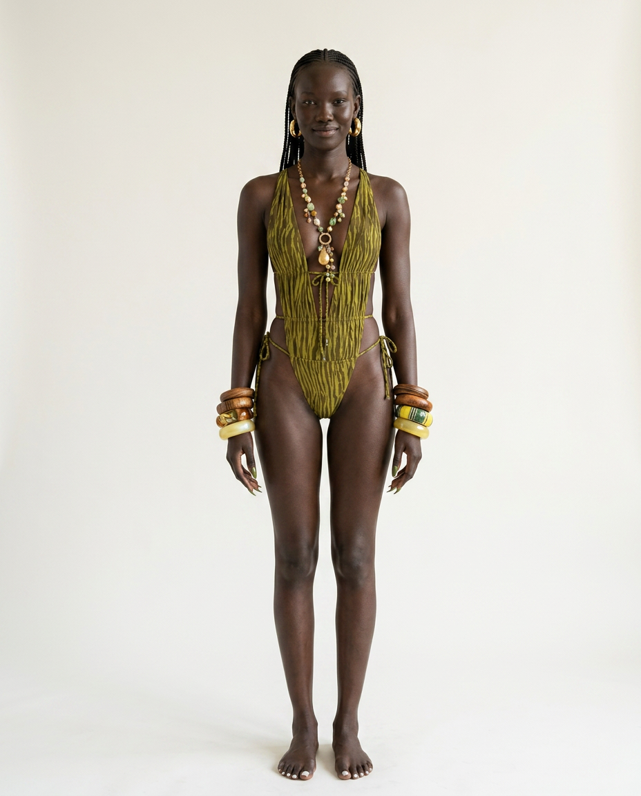 Daring Printed Deep-V One-Piece Swimsuit-2