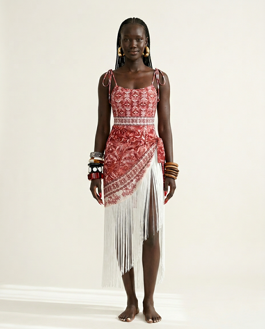 Wanderlust Printed Fringe Bikini Set-2