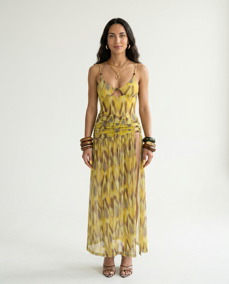 Radiant Abstract Printed Swimsuit Set-2