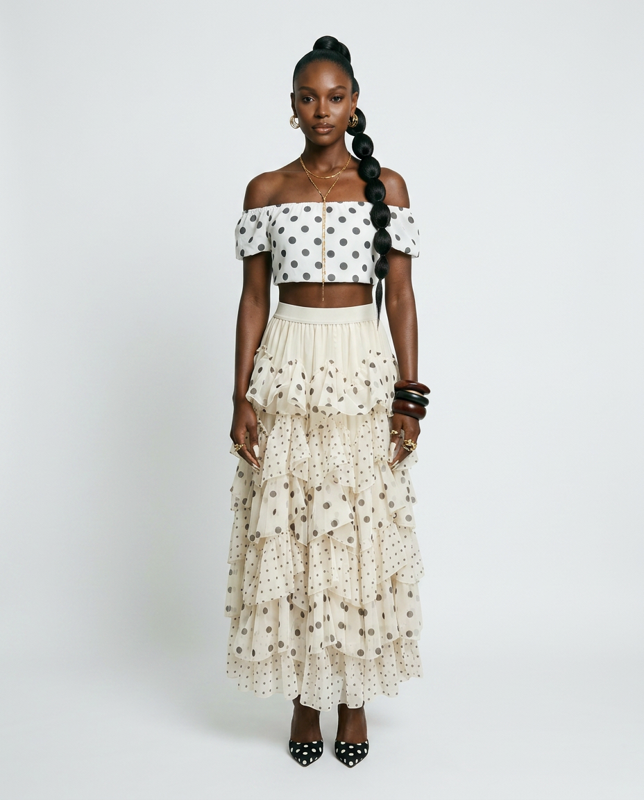 Free Spirit Polka Dot Ruffle Skirt