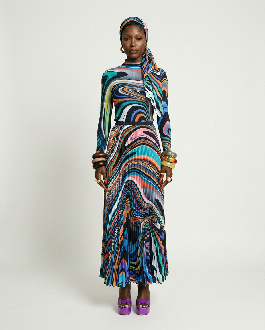 Vibrant Folded Gradient Two-Piece Set