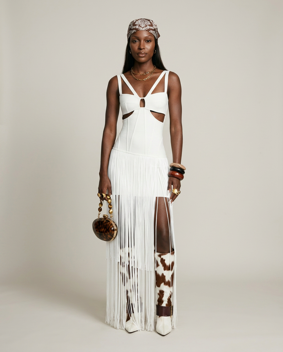 Fierce Cut-Out Tassel Maxi Dress
