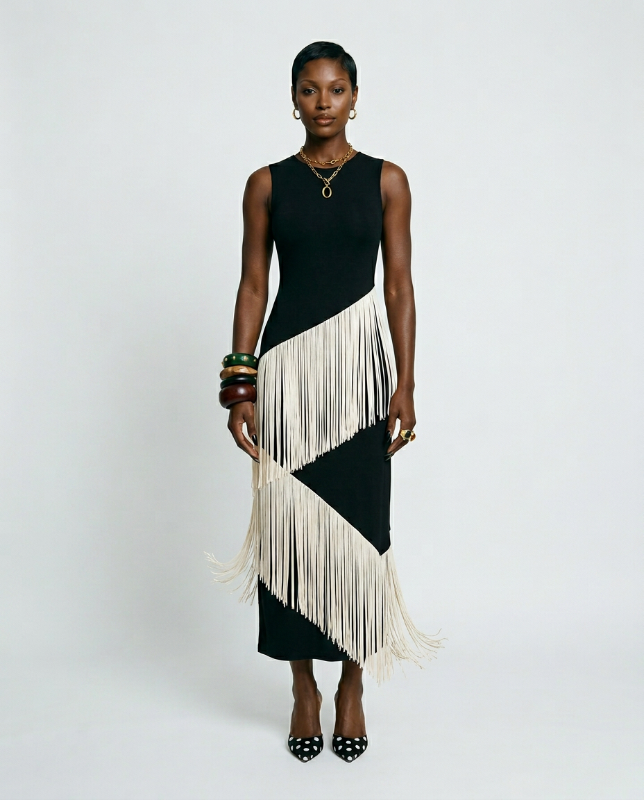 Free Spirit Tassel A-Line Maxi Dress