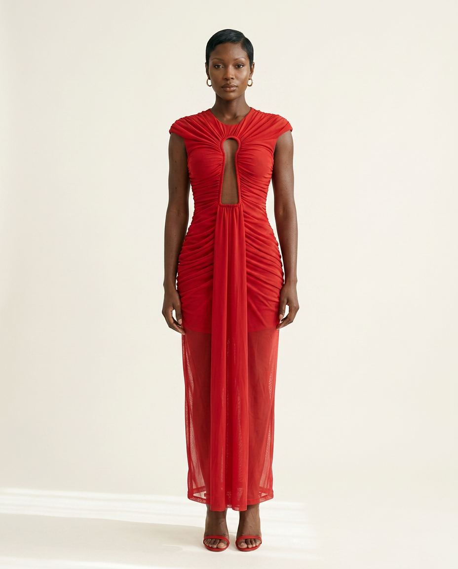 Noir Mesh Maxi Dress
