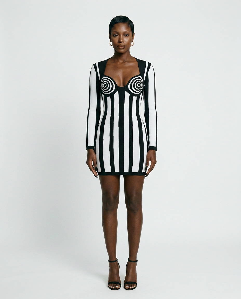 Black & White Stripe Mini Dress