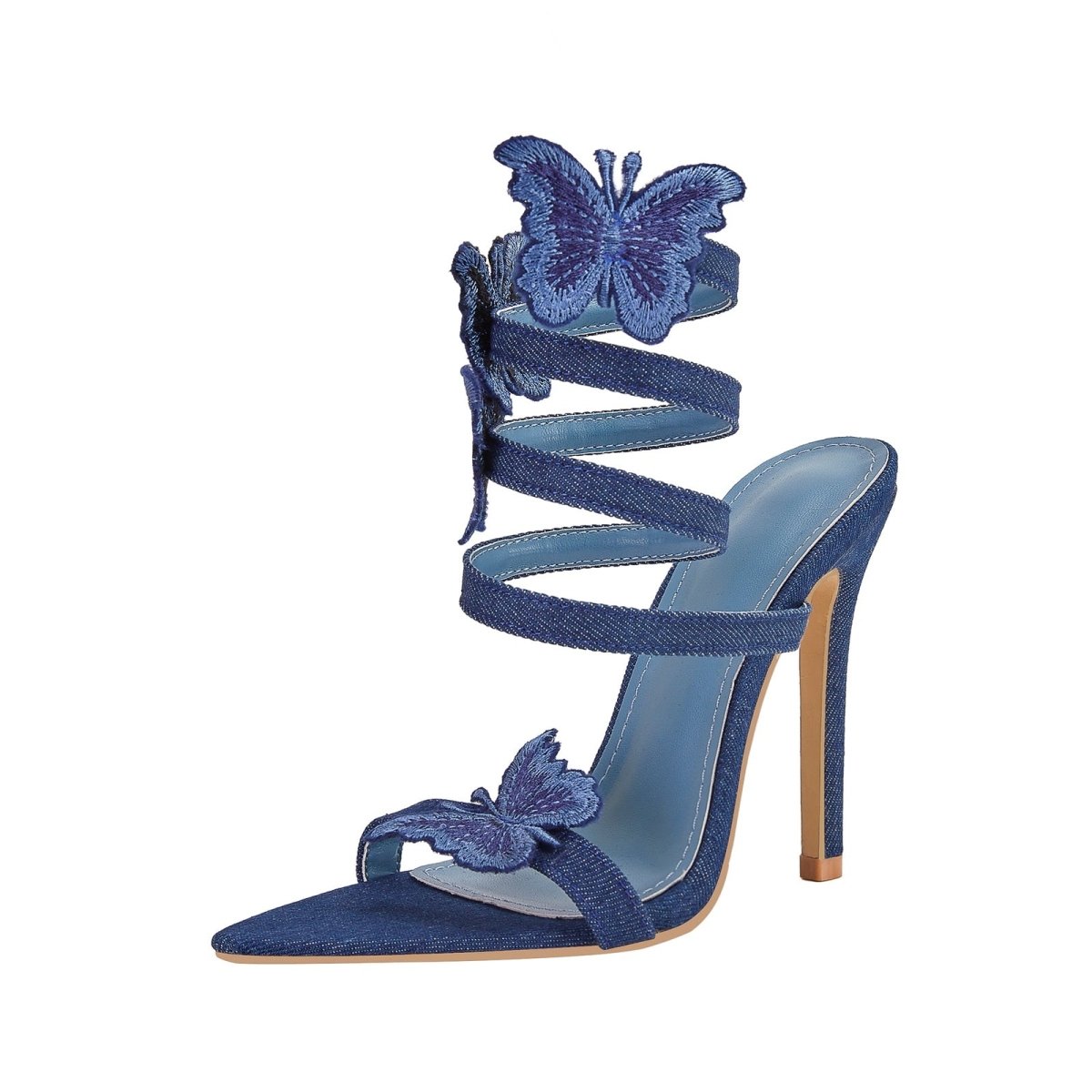 Sweet Butterfly Navy Blue Sandals with Detachable Straps