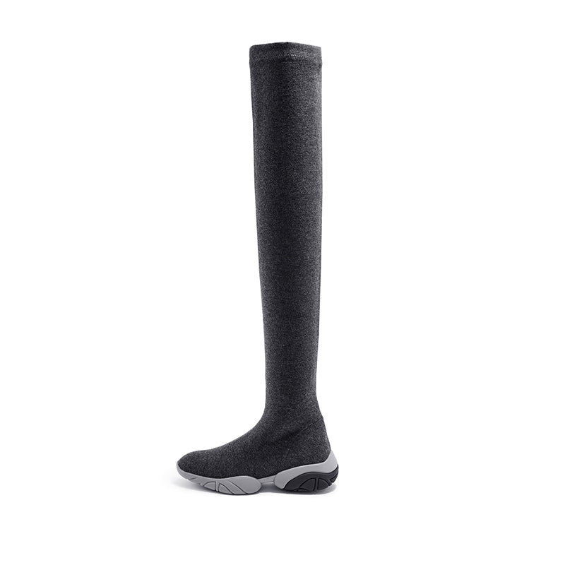 Thermal Over-the-Knee Sneaker Boots – Stretch Wool Knit Winter Boots