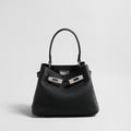 Togo Leather Mini Bucket Handbag – Pebbled Calfskin Crossbody with Turn-Lock Hardware
