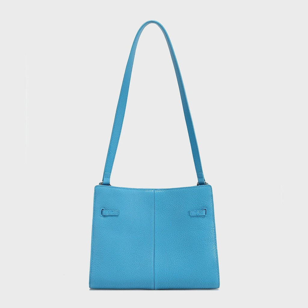 TOGO Leather Turn-Lock Slouchy Tote – Soft Shoulder Handbag with Metal Accent Straps