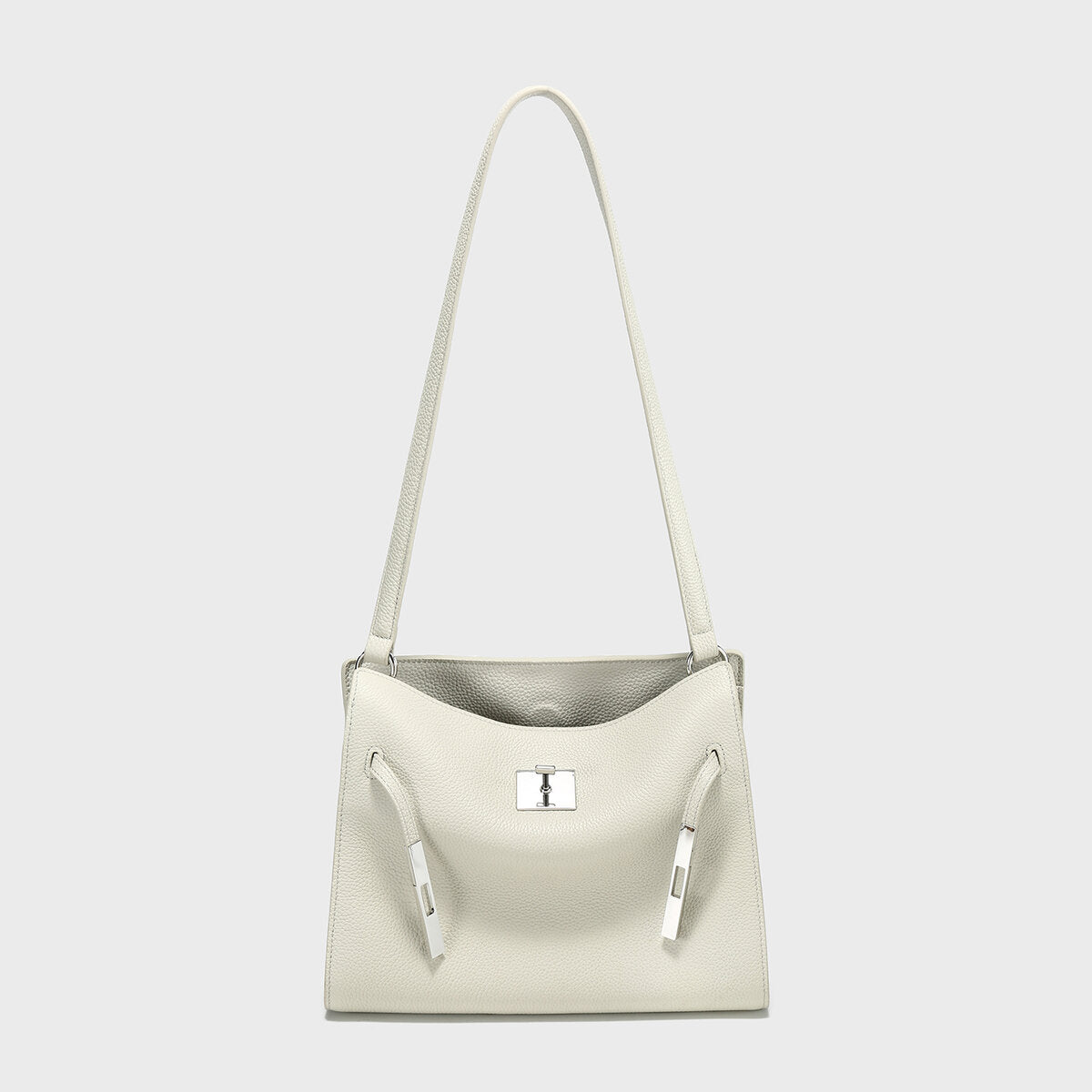Leather Turn-Lock Slouchy Tote – Soft Shoulder Handbag