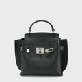 TOGO Leather Turn-Lock Top-Handle Bag – Structured Crossbody with Premium Hardware
