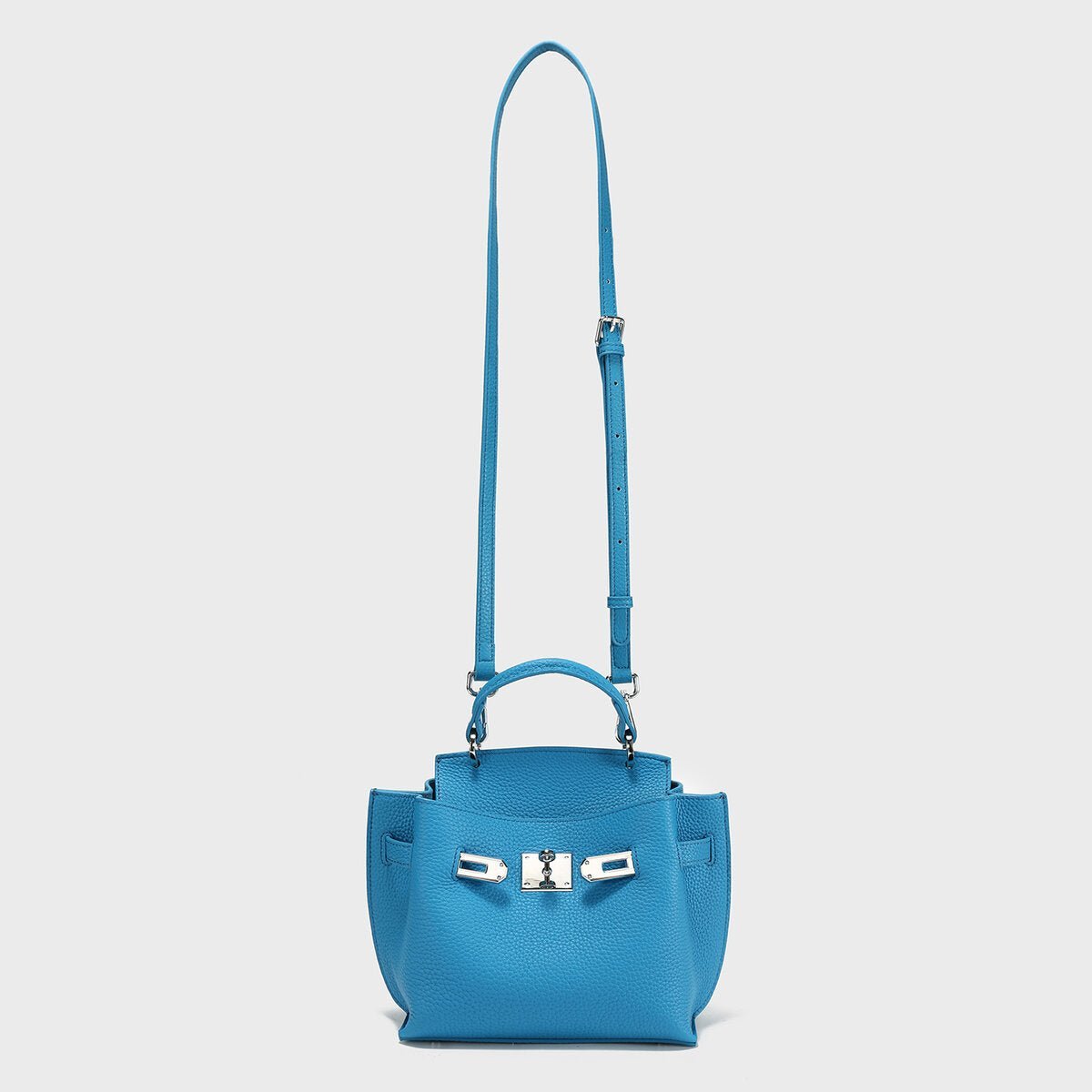TOGO Leather Turn-Lock Top-Handle Bag – Structured Crossbody with Premium Hardware