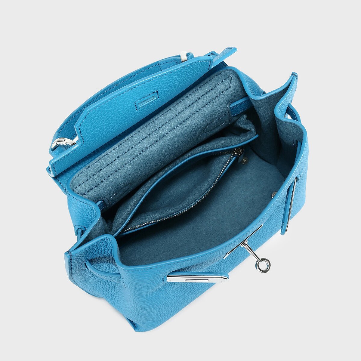 TOGO Leather Turn-Lock Top-Handle Bag – Structured Crossbody with Premium Hardware