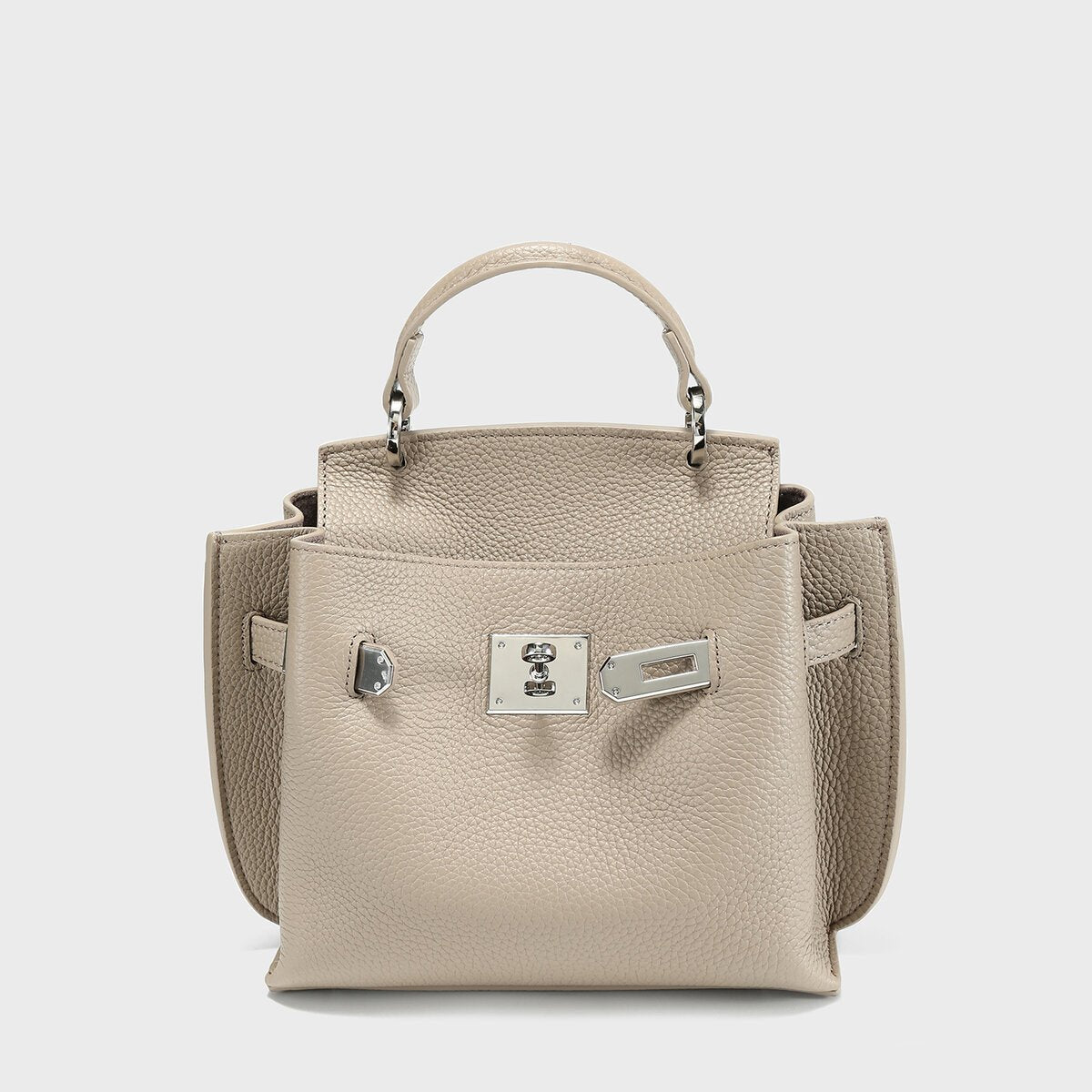 TOGO Leather Turn-Lock Top-Handle Bag