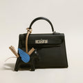 Trendy Petite Top Handle Bag – 22cm Structured Mini Leather Satchel with Turn-Lock Closure