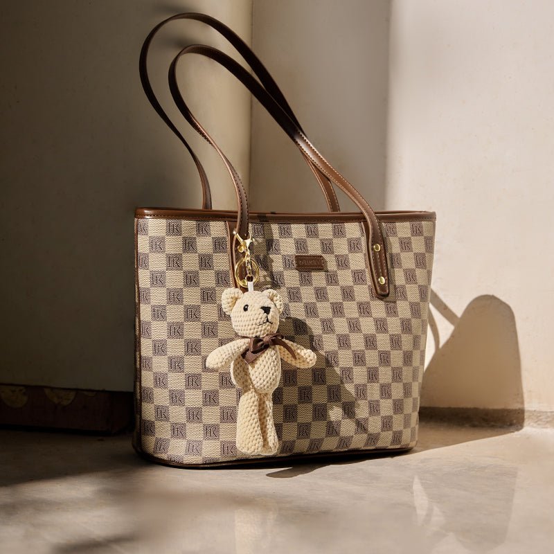 Vintage Checkered Large Capacity Shoulder Tote Bag