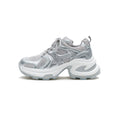 Women's Breathable Mesh Platform Sneakers – Metallic Sculpted Sole Trainers