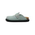 Women's Closed-Toe Slip-On Flat Mules – Canvas Cork Buckle Clogs