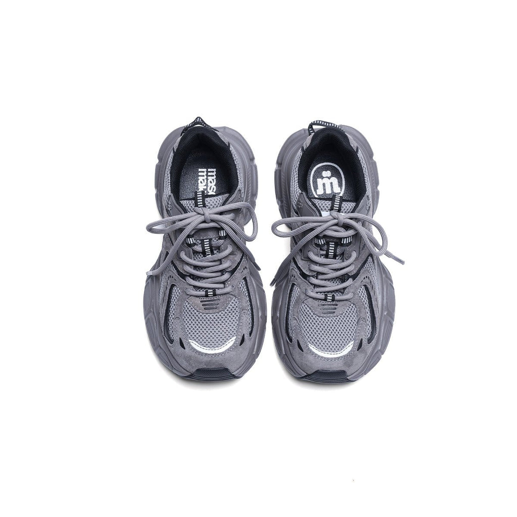 Women's Lightweight Grey Running Sneakers – Chunky Mesh Trainers