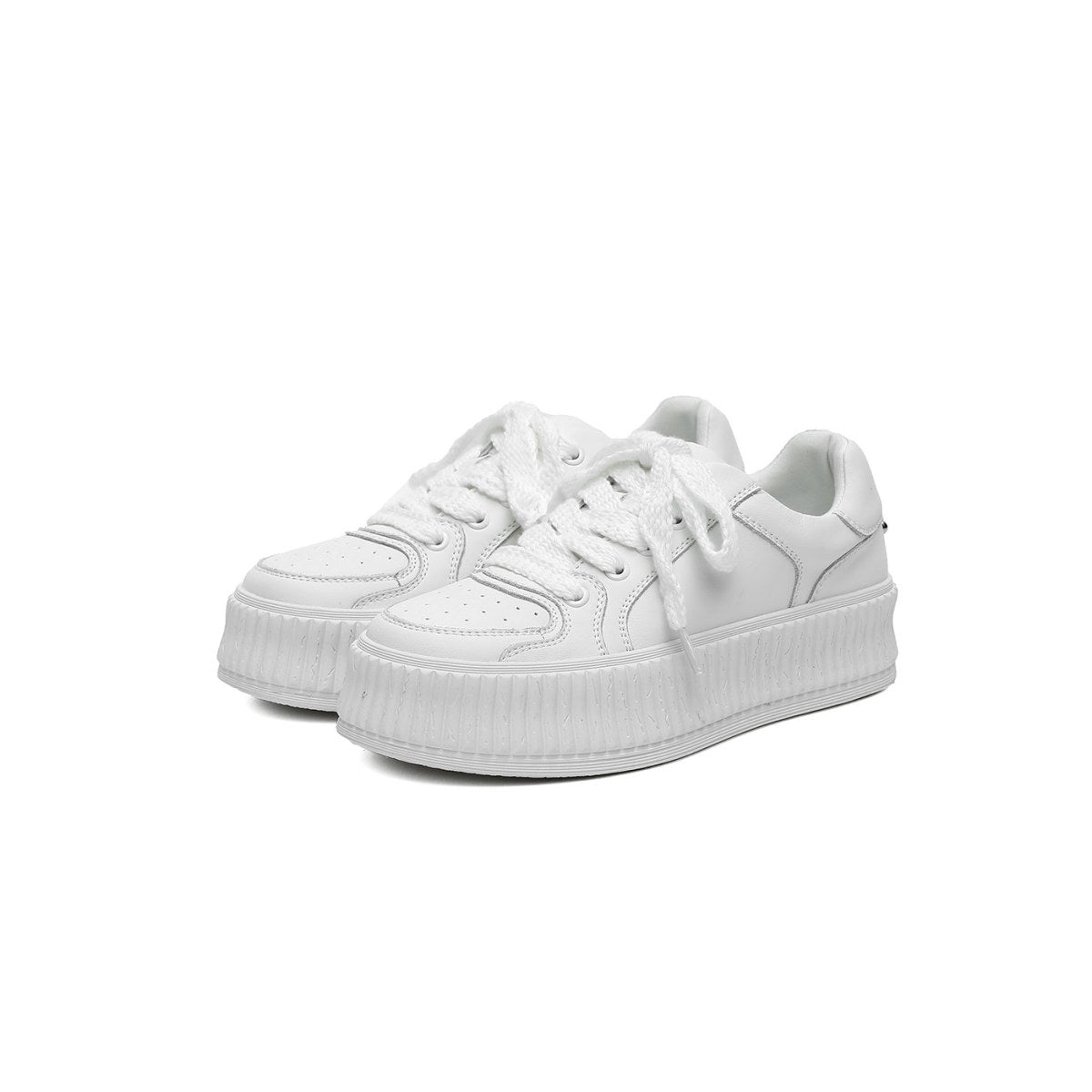 Women's Minimalist Platform Sneakers – White Leather