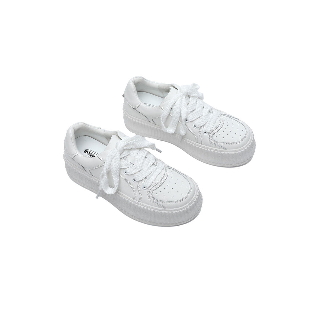 Women's Minimalist Platform Sneakers – White Leather
