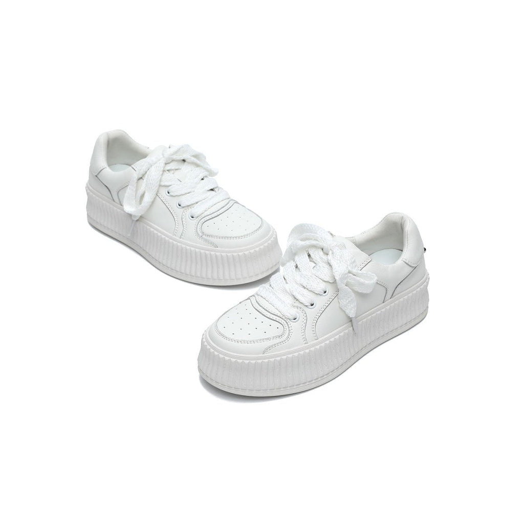 Women's Minimalist Platform Sneakers – White Leather