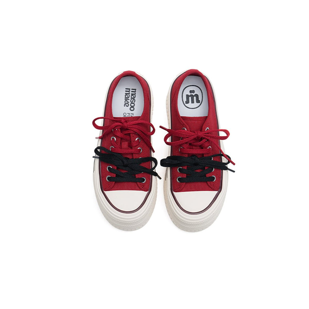 Women's Platform Canvas Sneakers – Double Stripe Chunky Shoes