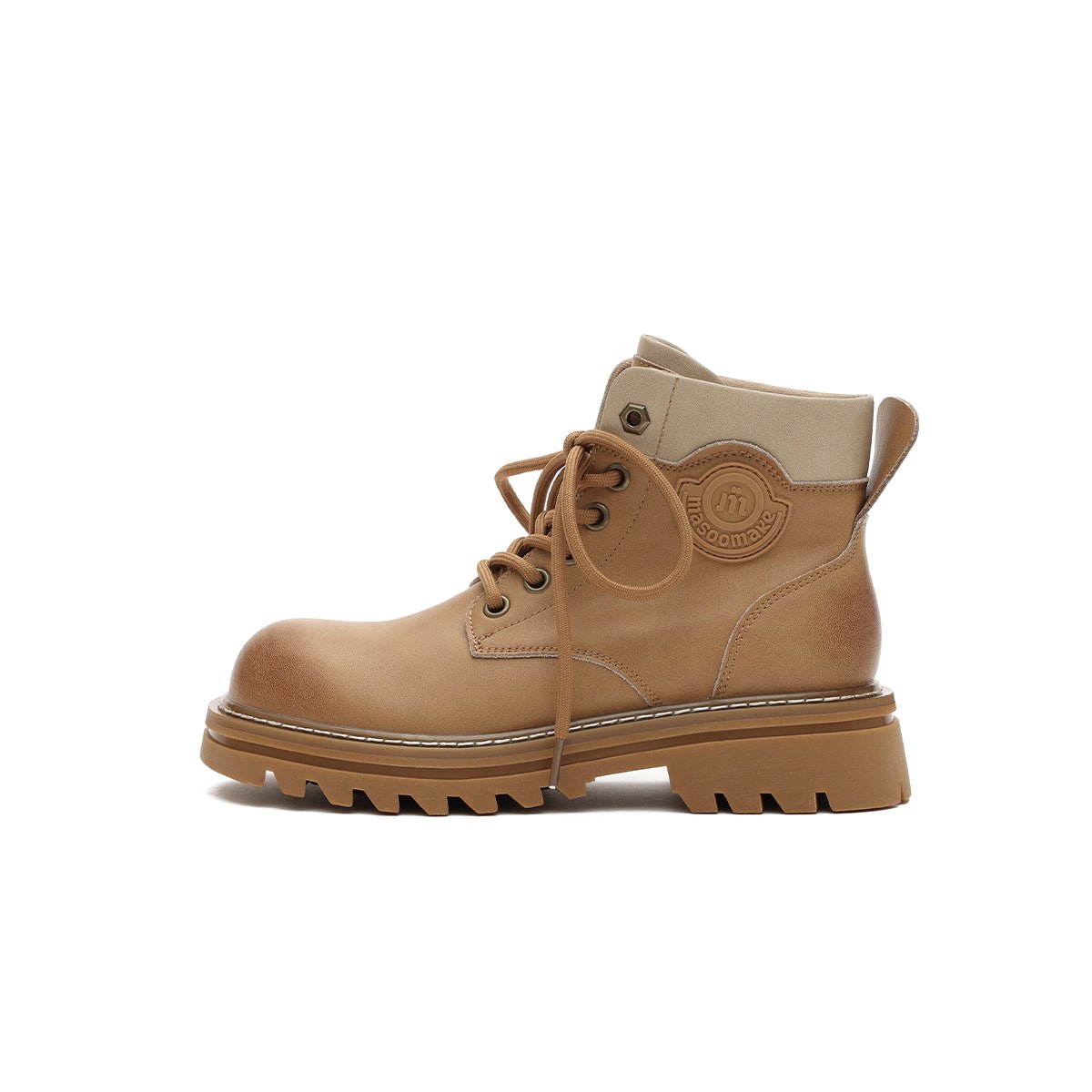 Women's Tan Leather Platform Martin Boots