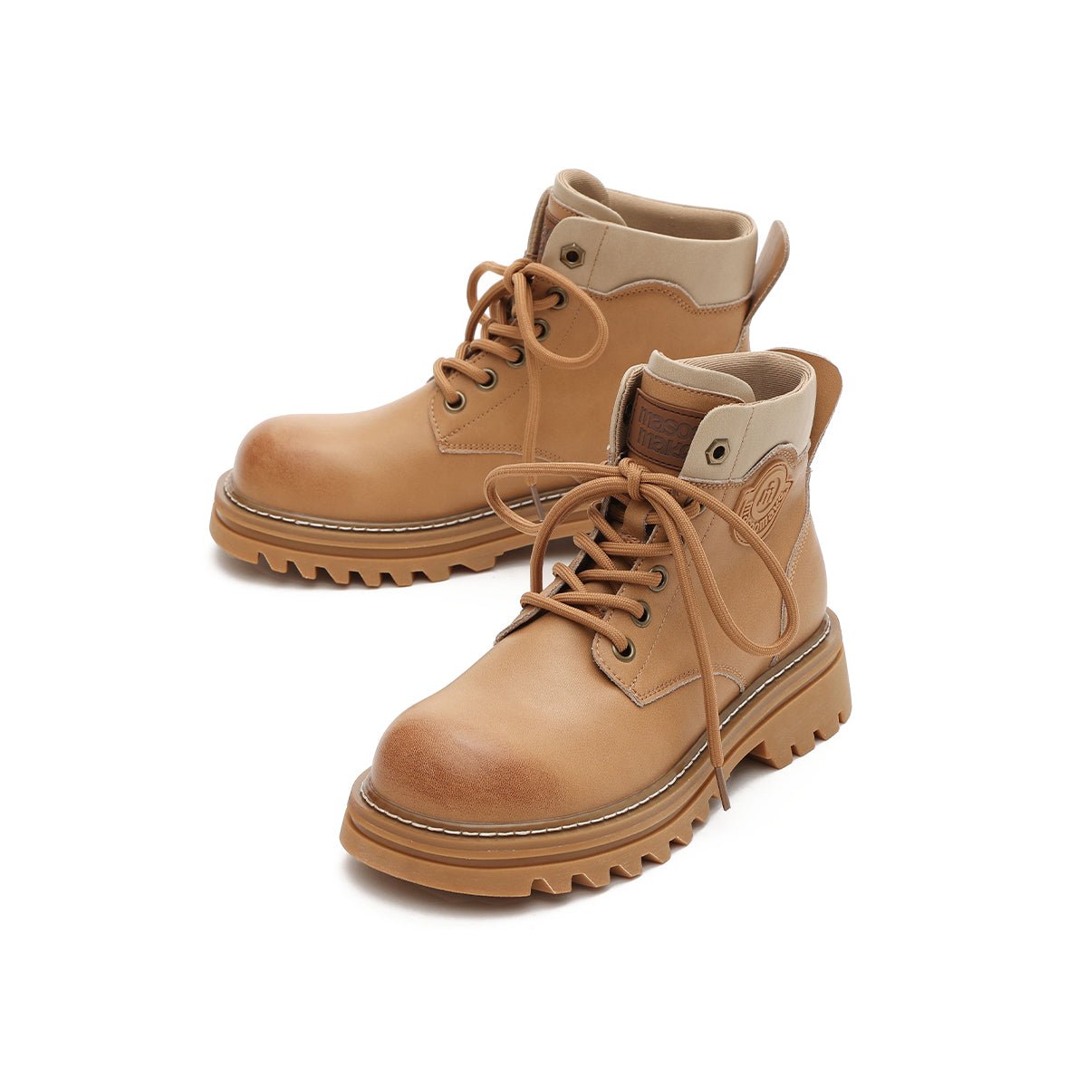 Women's Tan Leather Platform Martin Boots