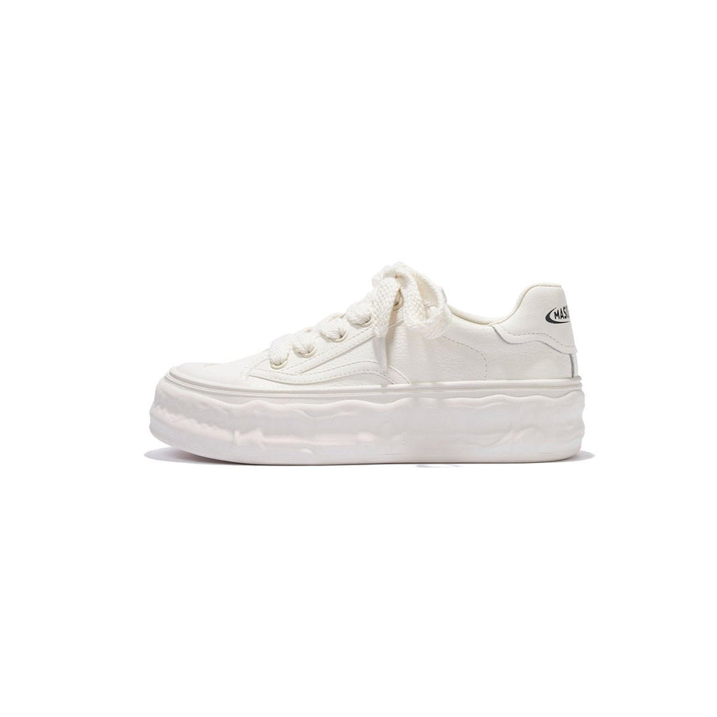 Women's White Platform Sneakers – Wave Sole Design
