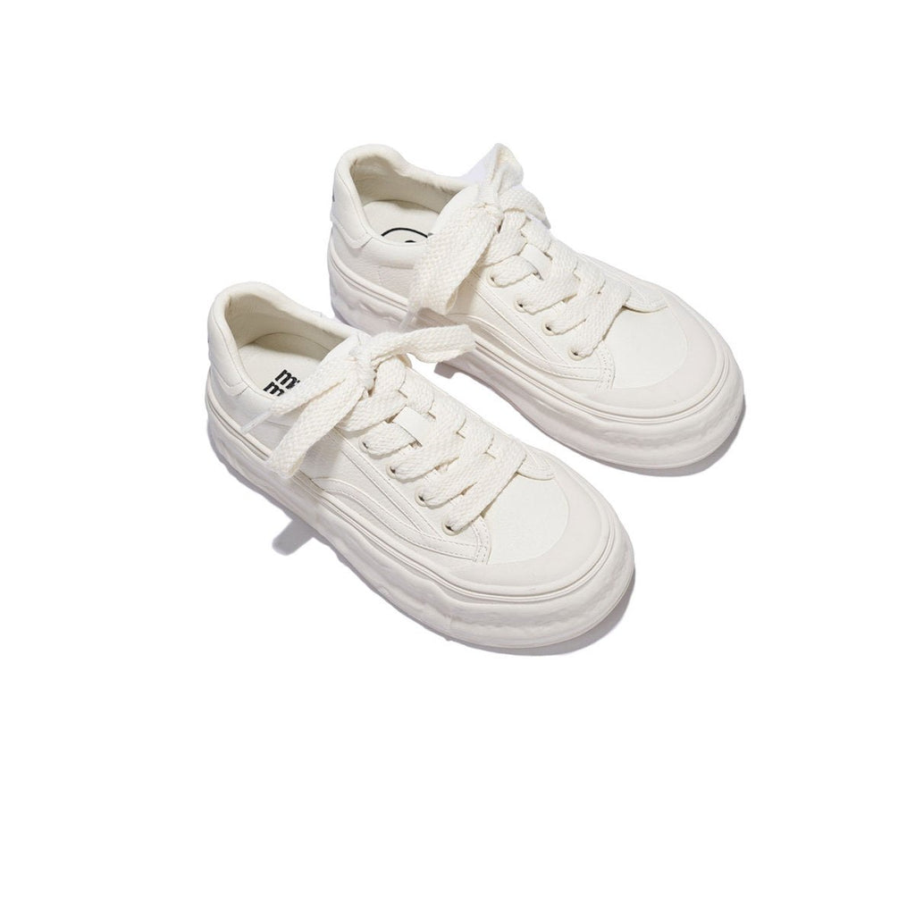Women's White Platform Sneakers – Wave Sole Design