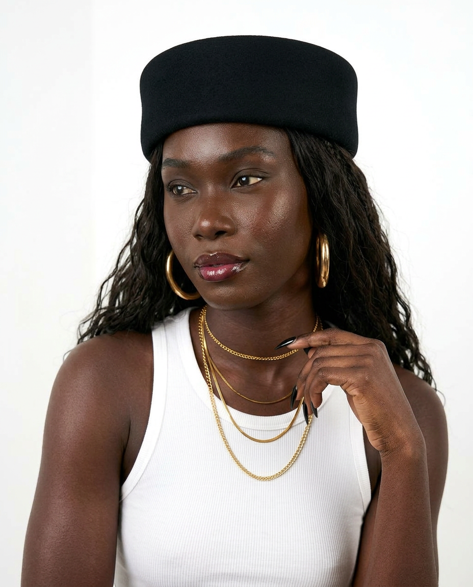 Elegance Felt Wool Pillbox Hat-1